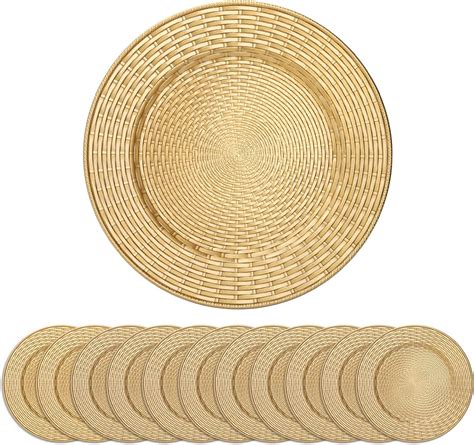 Amazon.com | Dandat 200 Pcs Gold Charger Plates Sets Bulk 13 Inch ...