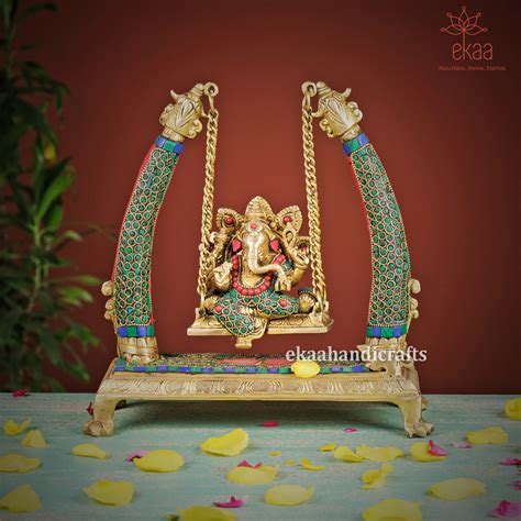 Brass Lord Ganesha Statue on Swing Figure – Ekaa Handicrafts