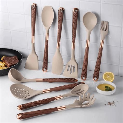 Kit De Talheres Silicone Belmont Bege 10 Peças Grande Moderno Luxo ...