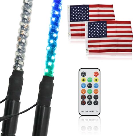 Buy 4ft LED Whip Lights with Pole Remote Control 360° Spiral LED RGB ...