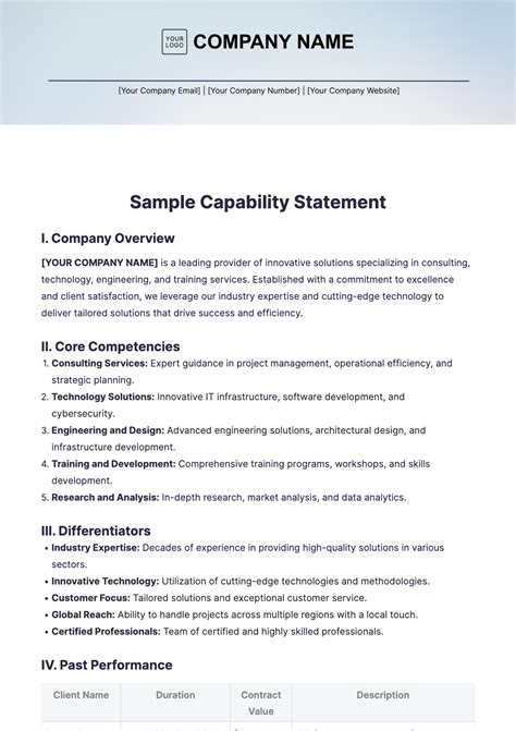 Image result for Capability Statement Samples