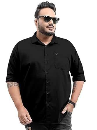MAHAVEER Creation Men's Solid Slim Fit Cotton Casual Shirt with Spread ...