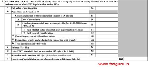 Schedule CG (Capital Gain) for returns of AY 2020-2021