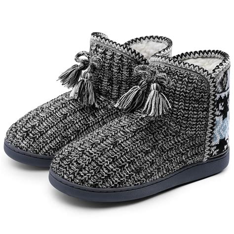 NCCB Womens Bootie Slippers Plush Fleece Memory Foam Indoor House Shoes ...