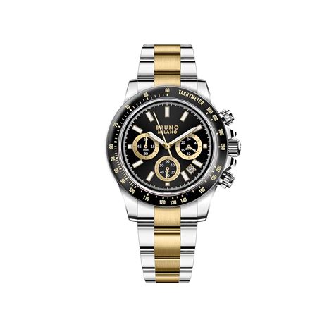 BRUNO MILANO Elegant Chronograph Movement Stainless Steel Band Watch ...