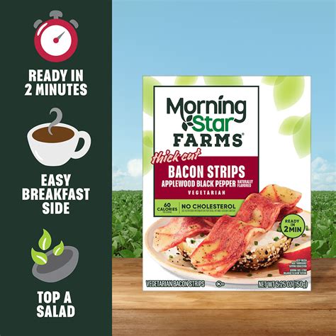 Thick Cut Applewood Black Pepper Veggie Bacon Strips | MorningStar Farms®