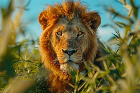 View of wild lion in its natural habitat | AI-generated image