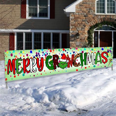 Buy Grinch Christmas Decorations Merry Grinchmas Yard Sign Banner Stink ...