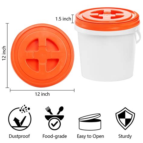 Hacaroa 3 Pieces 5 Gallon Bucket Lids, 12 Inch Plastic Screw Top Seal ...