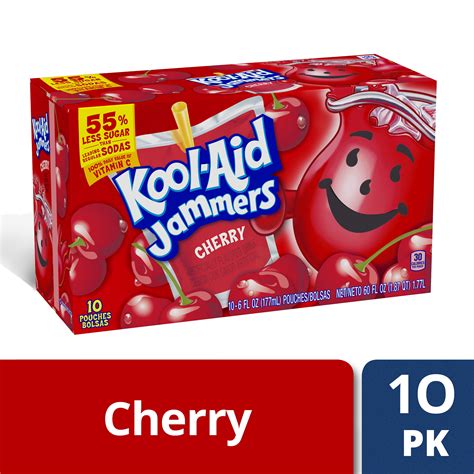 Kool-Aid Jammers Cherry Flavored Drink, 10 ct - Pouches, 60.0 fl oz Box ...