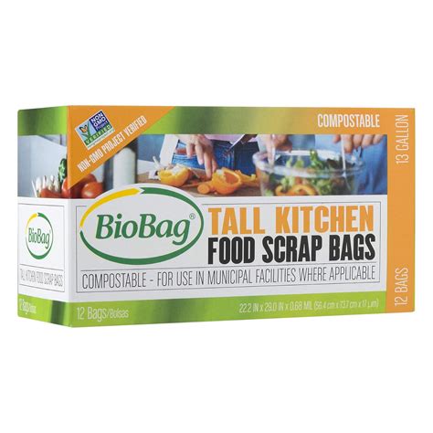 (3 Pack) BioBag 13 Gallon Tall Kitchen Bags / Food Waste Bag, 12 Bags ...