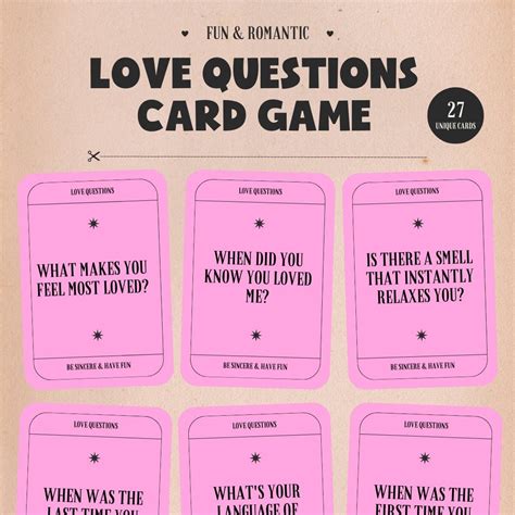 Love Questions Card Game - 27 Questions to Deepen Your Bond, Digital ...