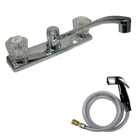 Dominion Faucets Silver Chrome Double Handle Deck-mount Kitchen Faucet ...