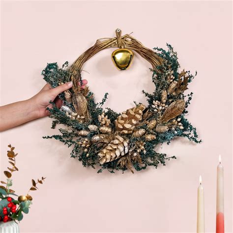 Handmade Sustainable Wreath With Jingle Bell Online - Premium Wall ...