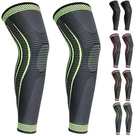 Buy 2 Packs Long Full Leg Knee Brace, Compression Knee Sleeves Support ...