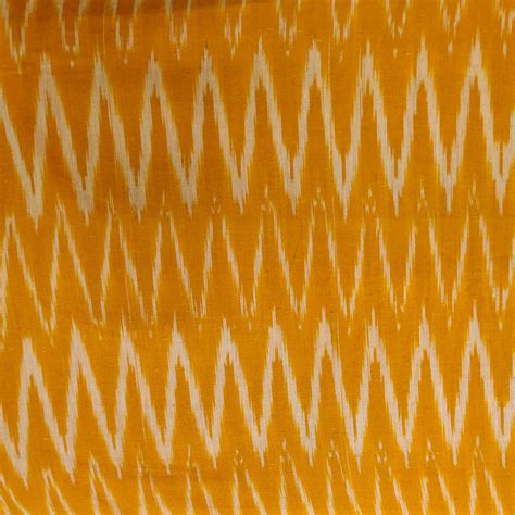 Pure Cotton Mustard Ikkat With Cream Zig Zag Weave Woven Fabric – Sanskruti