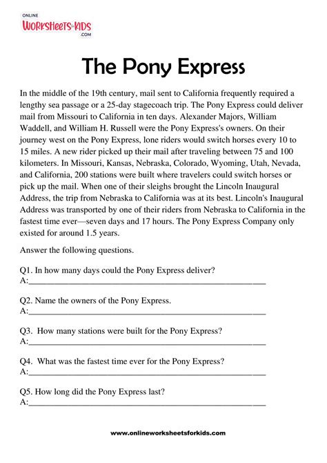 Mini-Unit: Pony Express (elementary) | Abcteach - Worksheets Library