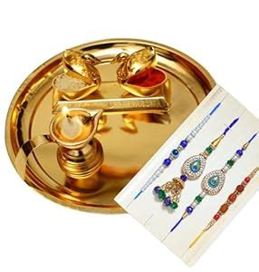 CHHARIYA CRAFTS Pooja Thali Set With Kumkum Box Showpieces (1 Thali, 1 ...