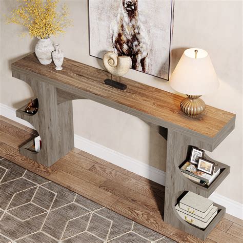 Industrial Console Table for Entryway, 55.1" Narrow Entryway Table with ...