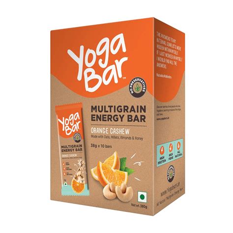 Yogabar Cashew Orange Multigrain-Energy Bars - Pack of 10, Healthy Diet ...