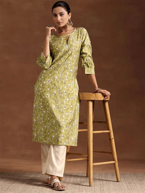 Buy Green Printed Silk Straight Kurta Online at Rs.702 | Libas