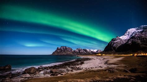 Lofoten islands Wallpaper 4K, Norway, Aurora Borealis