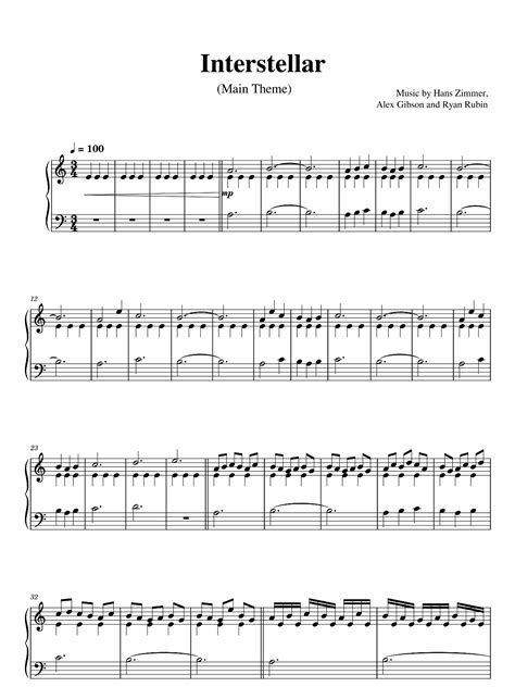 Interstellar (Main Theme) by Hans Zimmer Sheet Music - Meta-chords