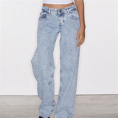 Motel Rocks low rise parallel jeans 80s light wash... - Depop