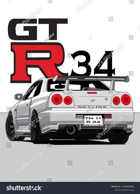 Nissan skyline gtr r34 ilustrado en: ilustración de stock 2369895809 ...