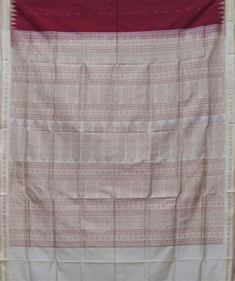 Maroon off white handwoven bomkai silk saree – GoSwadeshi