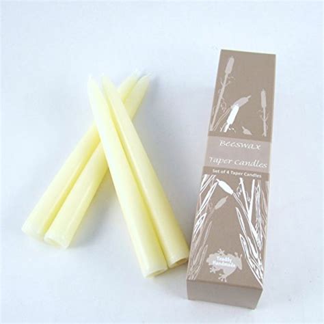 Buy Set of Four 8" Tall Solid Ivory Beeswax Taper Candles-Comes ...