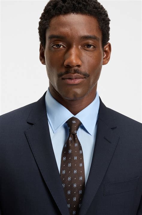 BOSS - Slim-fit suit jacket in stretch virgin wool - Dark Blue