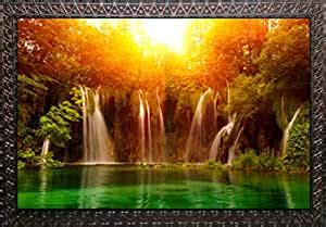 PARI ARTS Abstract Beautiful Wall Painting Vastu Sunrise Waterfall ...