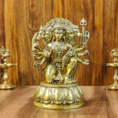 Antique Gold Brass Panchmukhi Hanuman 13" Figurine – Budhshiv.com