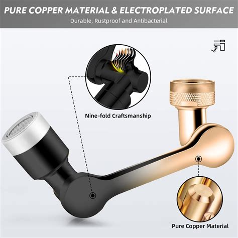 Buy Black Sink Filtration Faucet Aerator, Solid Brass 1080 Degree ...