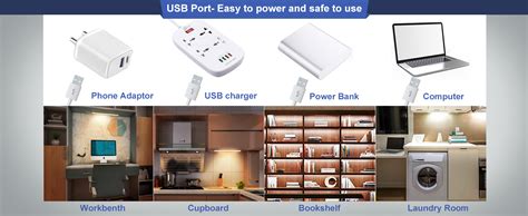 Hoteon Led Under Cabinet Light, USB Plug Batten Lighting with 3 Color ...