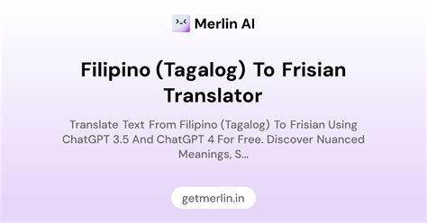 Filipino (Tagalog) to Frisian Translator