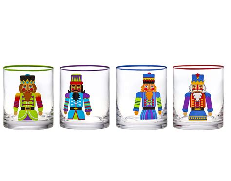 Buy Godinger Old Fashioned Glasses Holiday Nutcracker Theme Christmas ...