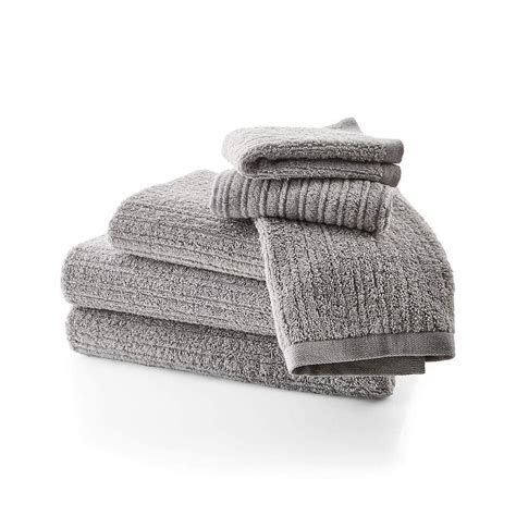 Ribbed Grey Towels, Set of 6 | Crate and Barrel KSA
