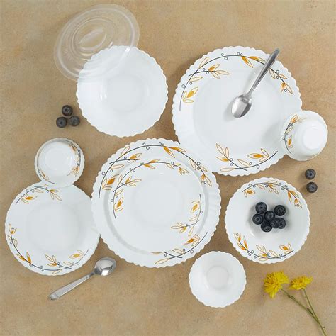Larah by Borosil Silk Series Bella Opalware Dinner Set with Steel Spoon ...