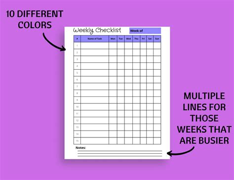 Free Printable Weekly Checklist 的图像结果