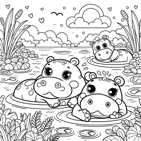 Hippopotamus Coloring Pages 14 - Coloring Pages Gem