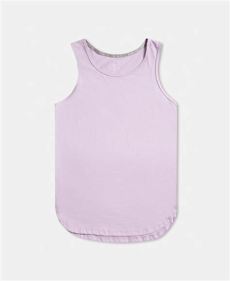 Buy Super Combed Cotton Rich Solid Curved Hem Styled Tank Top - Orchid ...