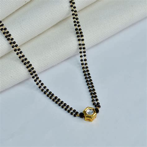 Buy KYOOT JEWELS Mangalsutra Gold Plated Kundan Stone With Black Beads ...
