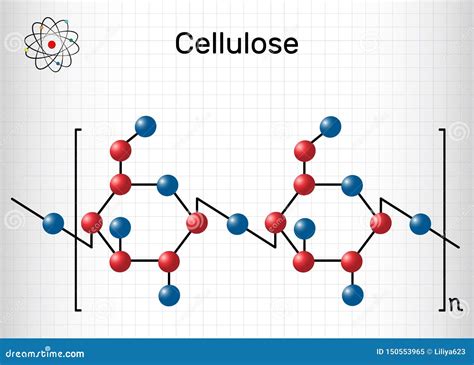 Cellulose Polysaccharide Molecule. Sheet of Paper in a Cage Stock ...