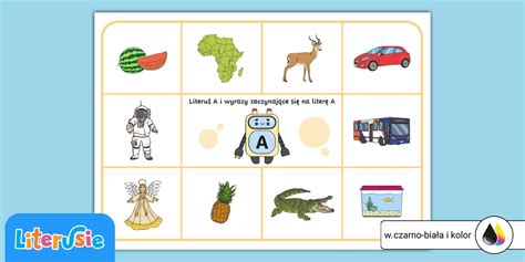 Literuś A | Plansza ze słowami | Co się zaczyna na literę A?