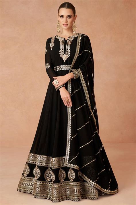 Black Georgette Embroidery Anarkali Dress With Duppta Gown – TheCraftsvilla