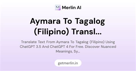 Aymara to Tagalog (Filipino) Translator