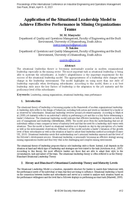 SLT OB Research Paper: Application of Situational Leadership Model in ...