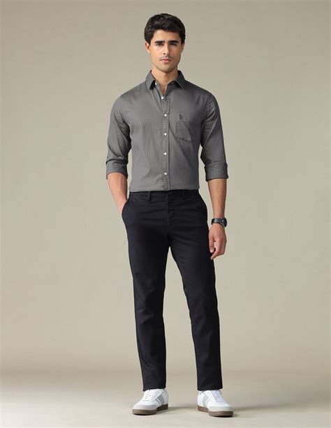 Buy Men Pure Cotton Tailored Fit Shirt Grey|U.S. Polo Assn. India